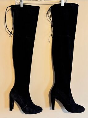 Stuart Weitzman Black Over-the-Knee Suede Boots